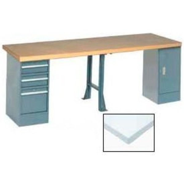 Global Equipment 96 x 30 Extra Long Production Workbench - Plastic Laminate Square Edge Gray 318919